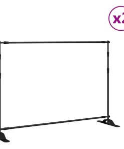 Supporti Per Fondali 2 Pz Neri 305x243 Cm In Acciaio