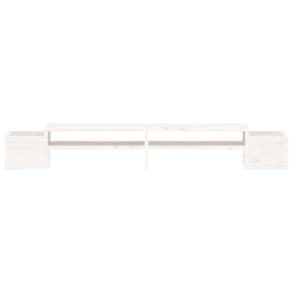 Supporto Per Monitor Bianco100x27,5x15cm Legno Massello Di Pino
