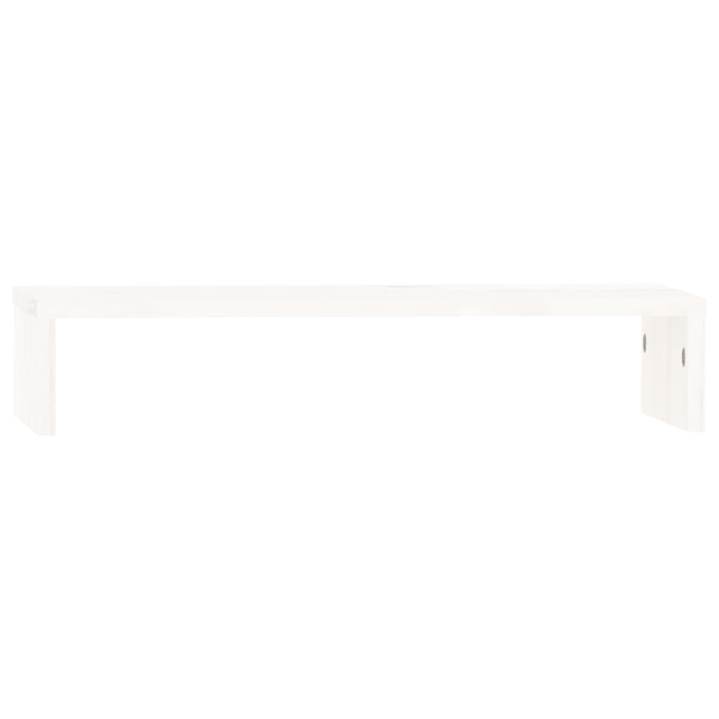Supporto Per Monitor Bianco 50x27x10 Cm Legno Massello Di Pino
