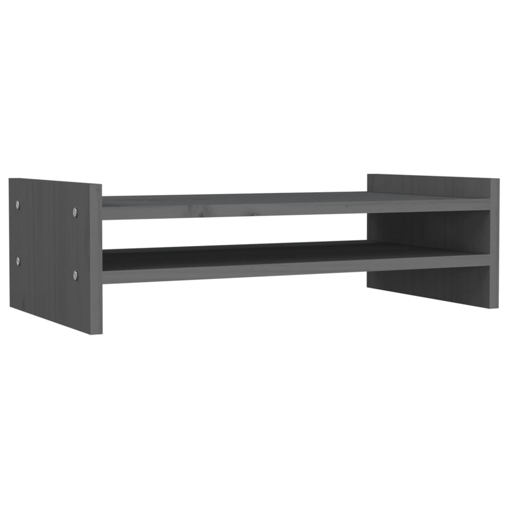 Supporto Per Monitor Grigio 50x27x15 Cm Legno Massello Di Pino