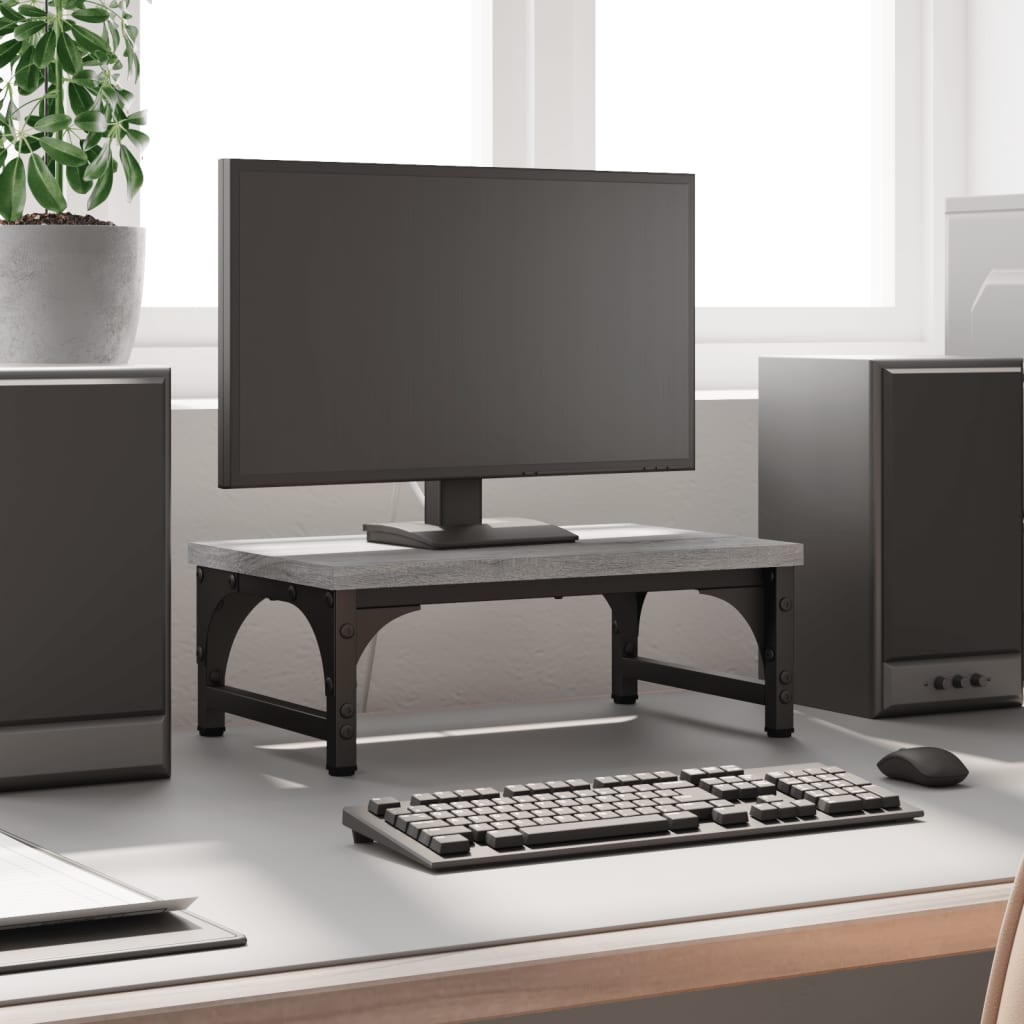 Supporto Per Monitor Grigio Sonoma 37x23x14cm Legno Multistrato