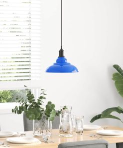 Lampada A Sospensione Regolabile E27 Blu Scuro Ø31 Cm Metallo