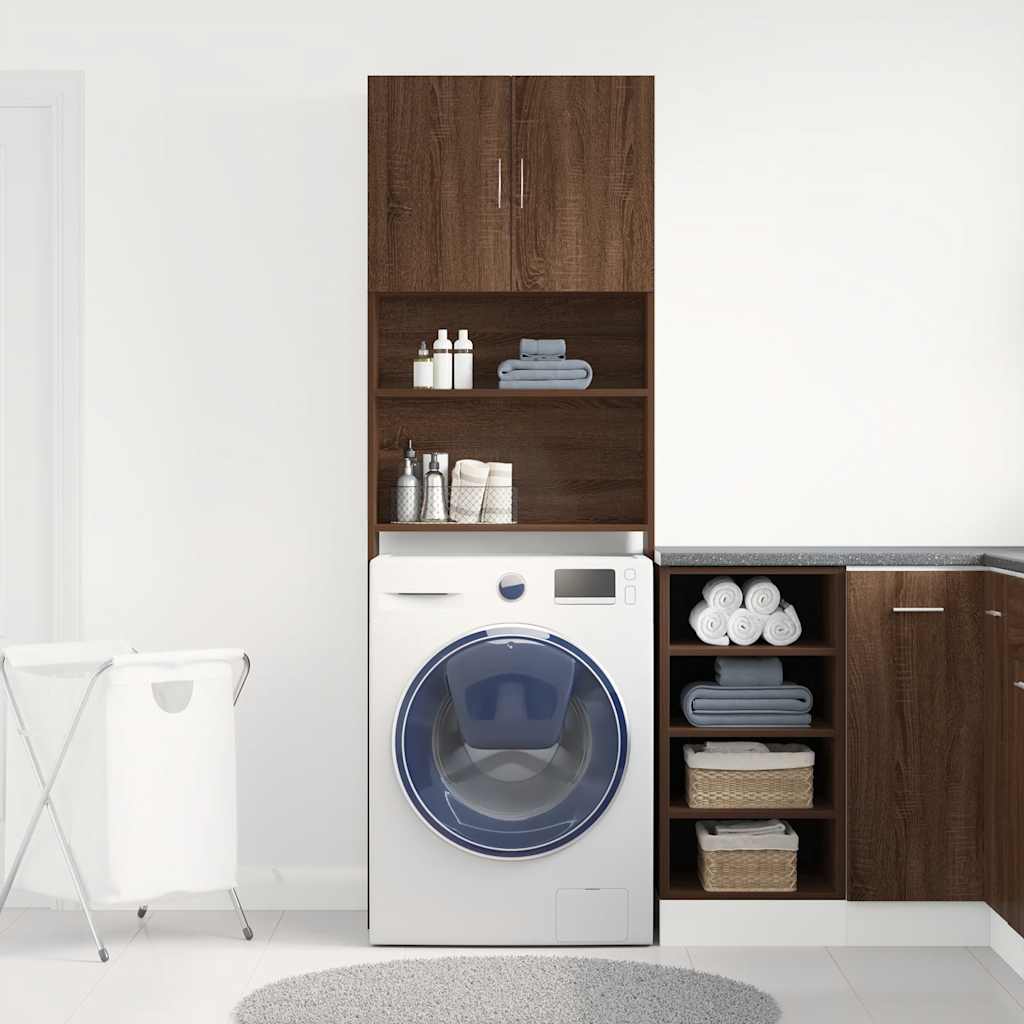 Mobile Lavatrice Rovere Marrone 64x24x190 Cm Legno Multistrato