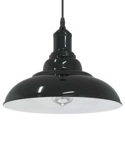 Lampada A Sospensione Regolabile E27 Nero Lucido Ø31 Cm Metallo