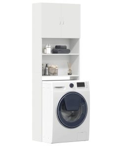 Mobile Lavatrice Bianco 64x24x190 Cm In Legno Multistrato