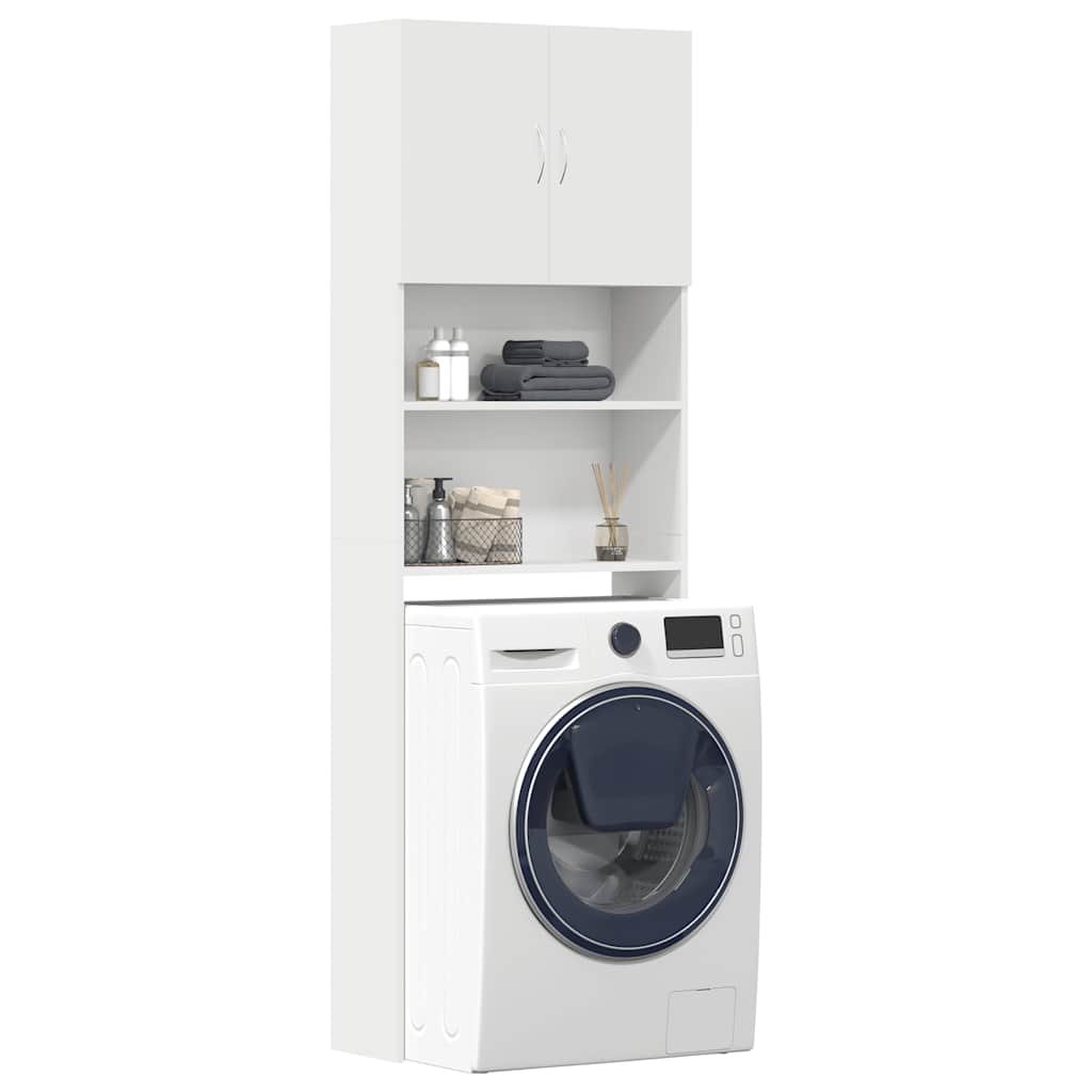 Mobile Lavatrice Bianco 64x24x190 Cm In Legno Multistrato