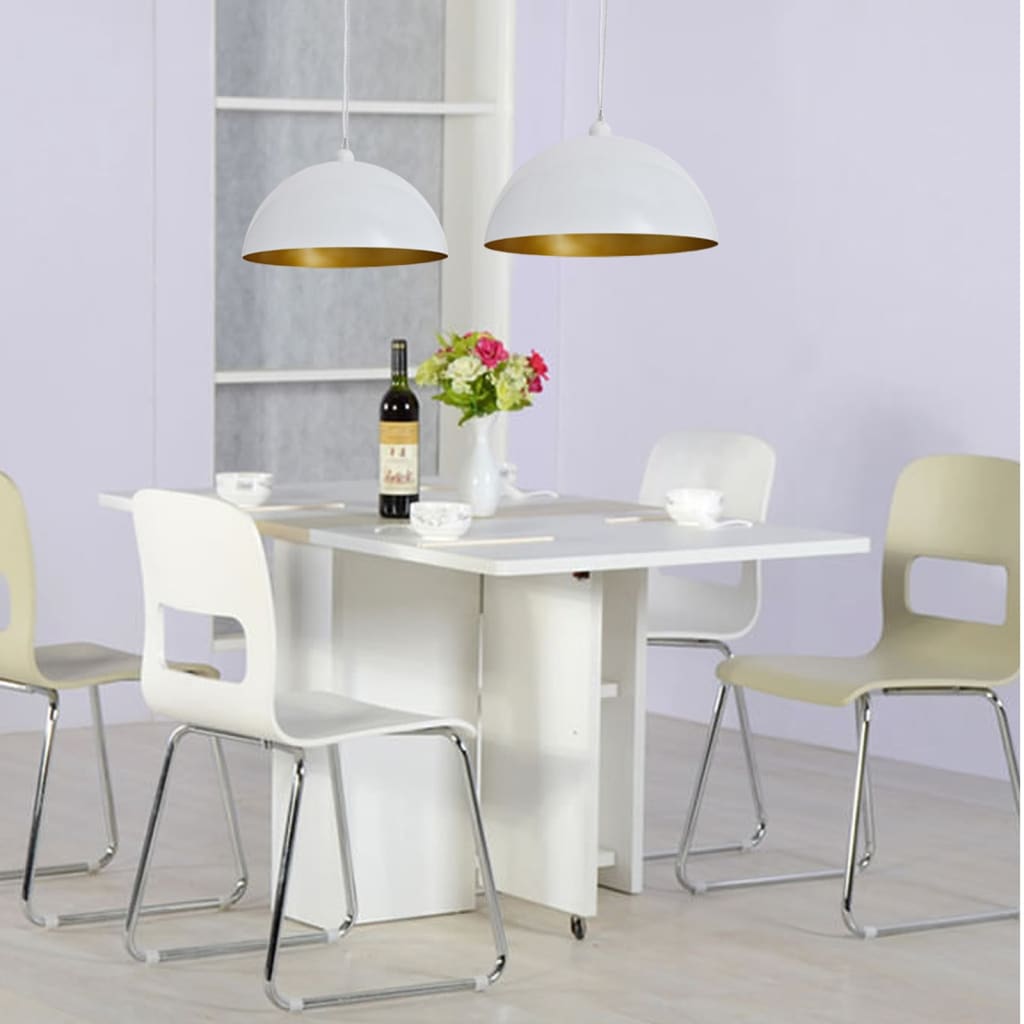 Lampada A Sospensione 2pz Altezza Regolabile Semisferica Bianca