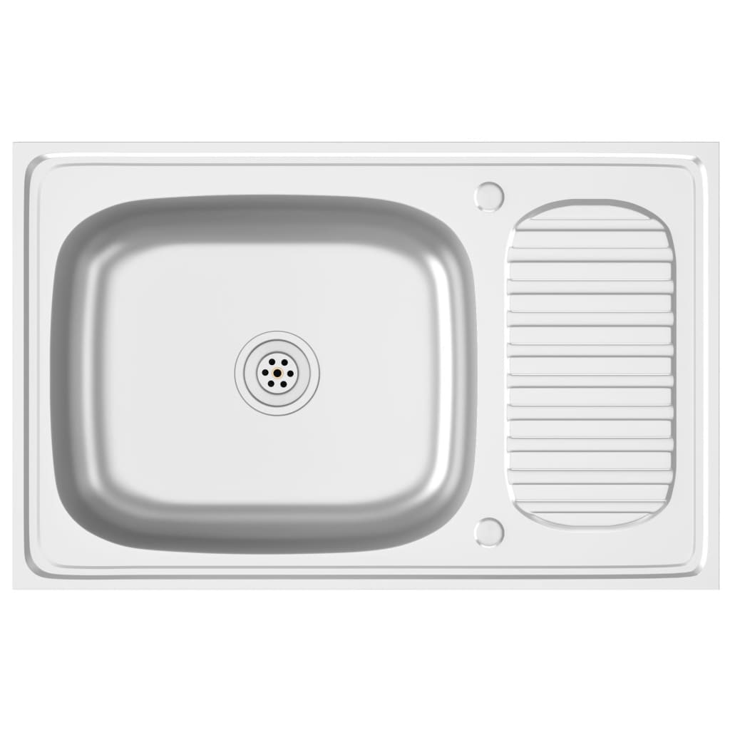 Lavello Da Cucina Con Scarico Argento 800x500x155 In Acciaio - Image 3