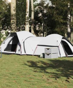 Tenda Campeggio 5 Persone Bianca Tessuto Oscurante Impermeabile