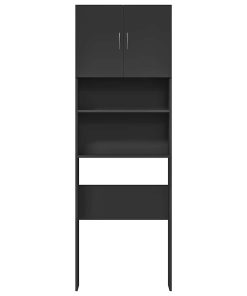 Mobile Lavatrice Nero 64x24x190 Cm In Legno Multistrato