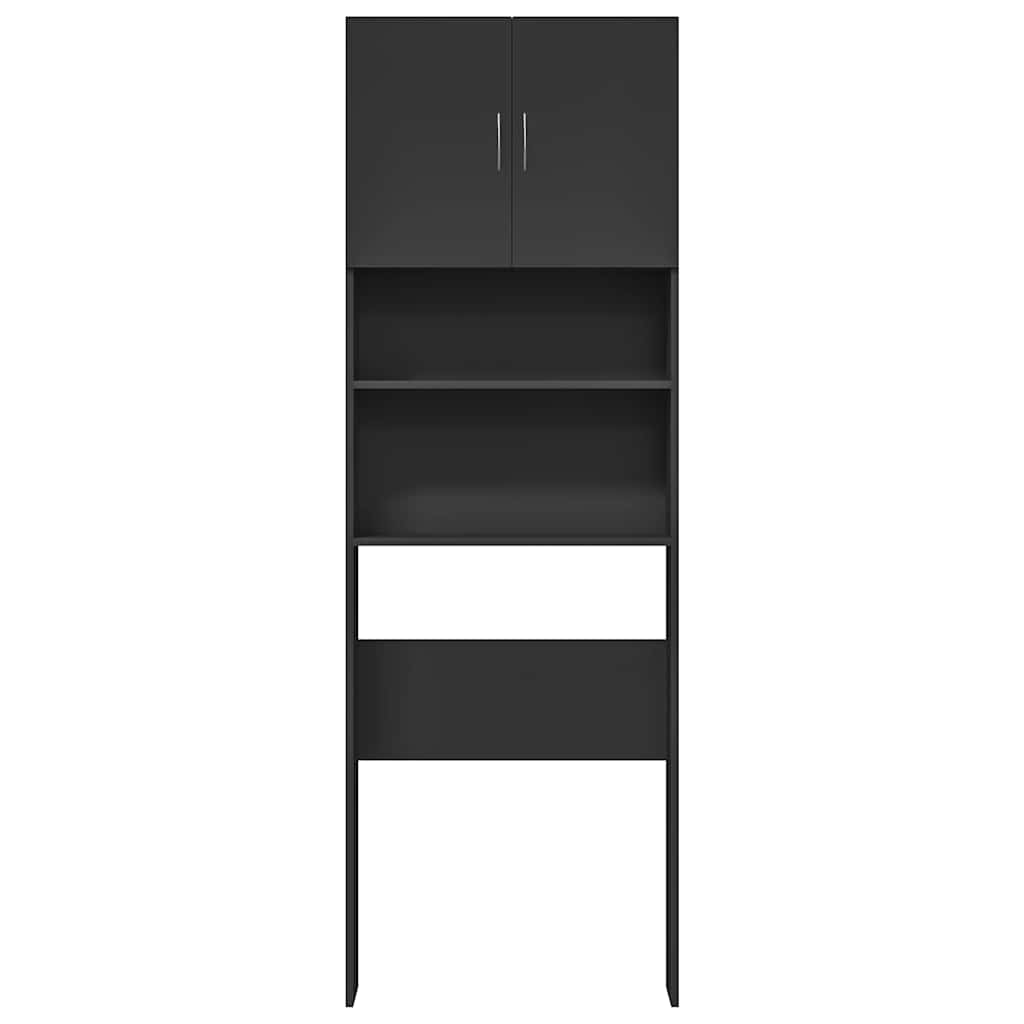 Mobile Lavatrice Nero 64x24x190 Cm In Legno Multistrato