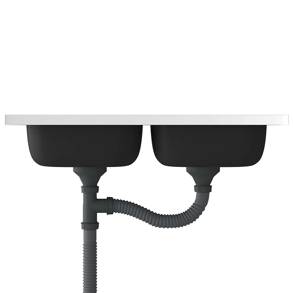 Lavello Cucina Doppia Vasca 800x500x155 Mm Argento Acciaio Inox - Image 6