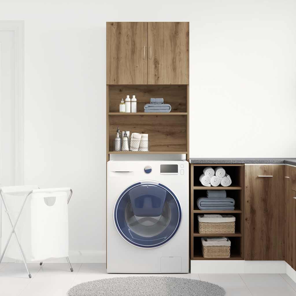 Mobile Lavatrice Rovere Artigianale 64x24x190 Cm In Truciolato