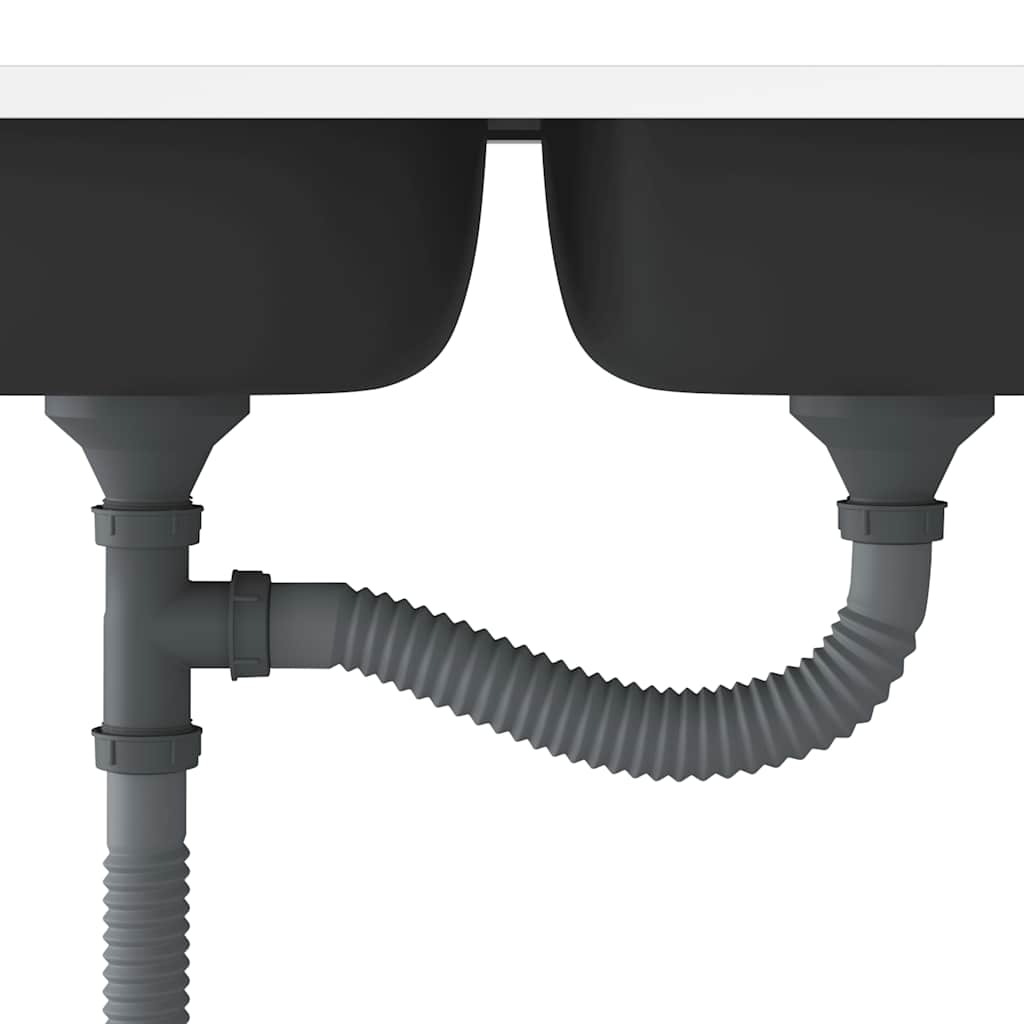 Lavello Cucina Doppia Vasca 800x500x155 Mm Argento Acciaio Inox - Image 4