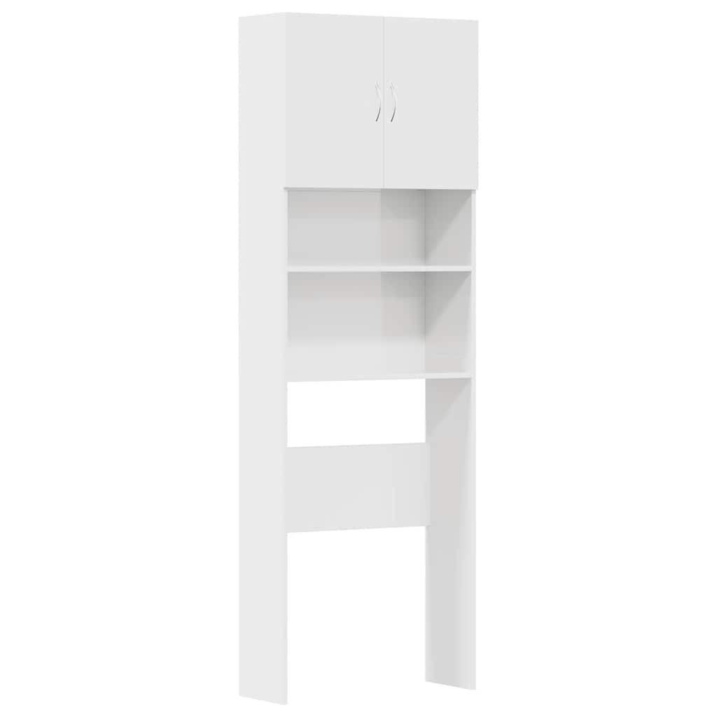 Mobile Lavatrice Bianco Lucido 64x24x190cm In Legno Multistrato