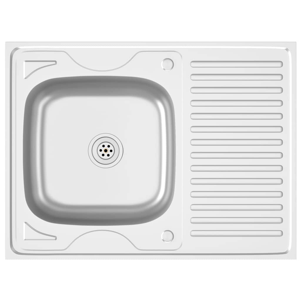 Lavello Da Cucina Con Scarico Argento 800x600x155 Mm Acciaio - Image 6