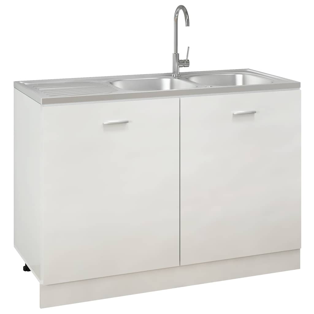 Lavello Da Cucina Doppia Vasca Argento 1200x600x155 Mm Acciaio - Image 3