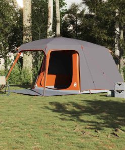 Tenda Da Campeggio Con Portico 5 Persone Grigio E Arancione