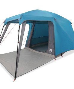 Tenda Da Campeggio Con Portico Cupola 5persone Blu Impermeabile