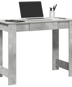 Scrivania Grigio Cemento 100x45x75 Cm In Legno Multistrato
