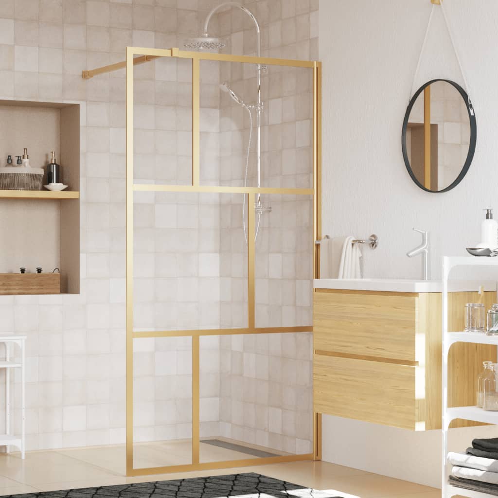 Parete Per Doccia WalK-In Vetro Trasparente Esg 100x195 Cm Oro - Image 5
