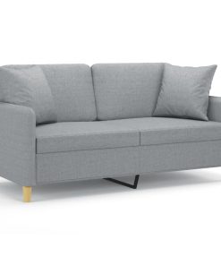 Divano A 2 Posti Con Cuscini Grigio Chiaro 140 Cm In Tessuto