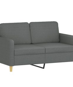 Set Di Divani 2 Pz Con Cuscini Grigio Scuro In Tessuto