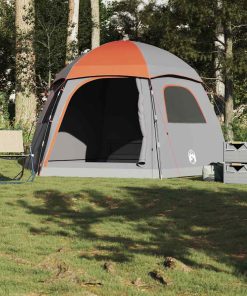 Tenda Familiare Igloo 6 Persone Grigia Arancione Impermeabile