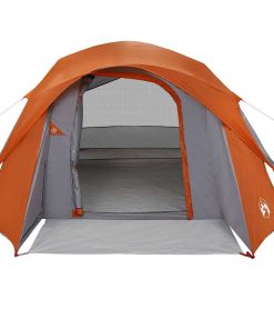 Tenda Familiare Cabina 6 Persone Grigia Arancione Impermeabile