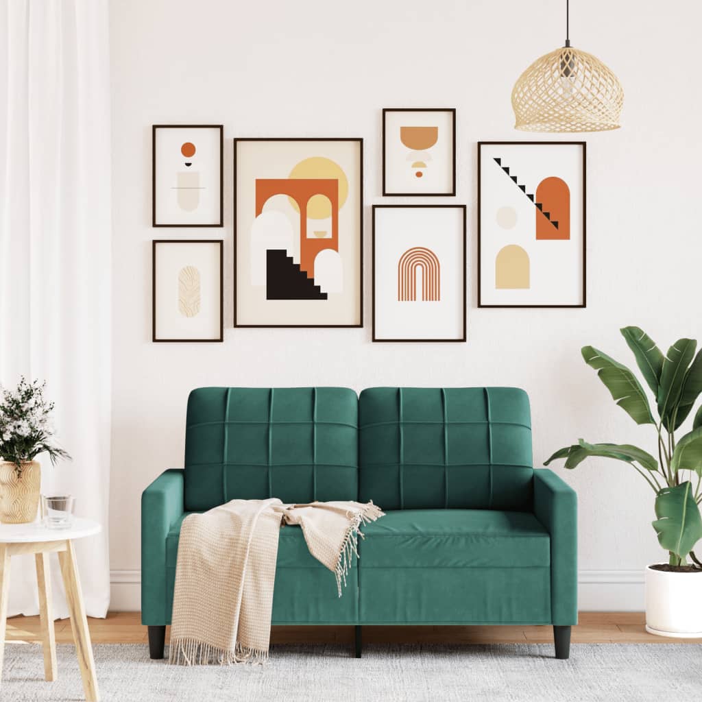 Divano A 2 Posti Verde Scuro 120 Cm In Velluto