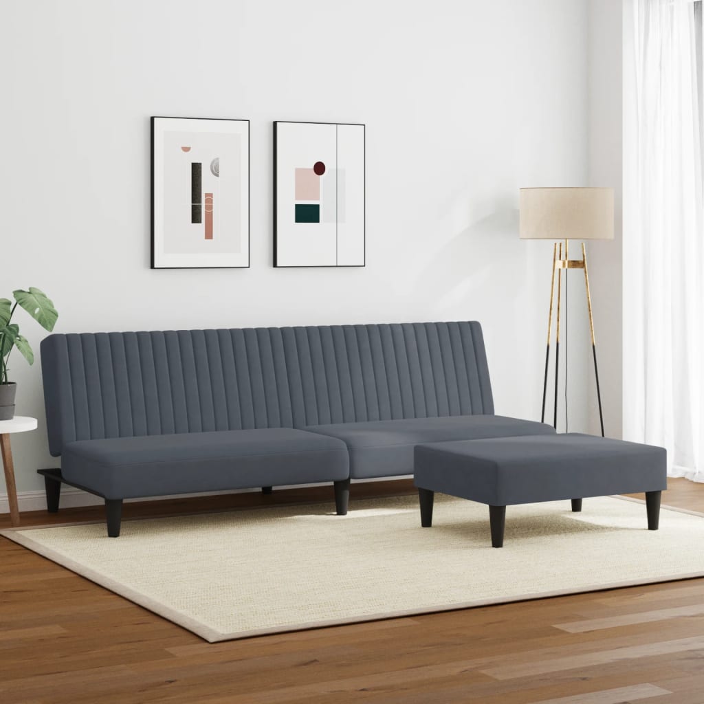 Set Di Divani 2 Pz Grigio Scuro In Velluto