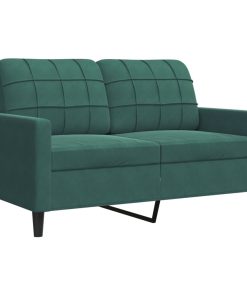 Set Di Divani 2 Pz Con Cuscini Verde Scuro In Velluto