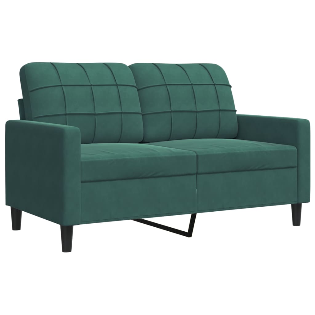 Set Di Divani 2 Pz Con Cuscini Verde Scuro In Velluto