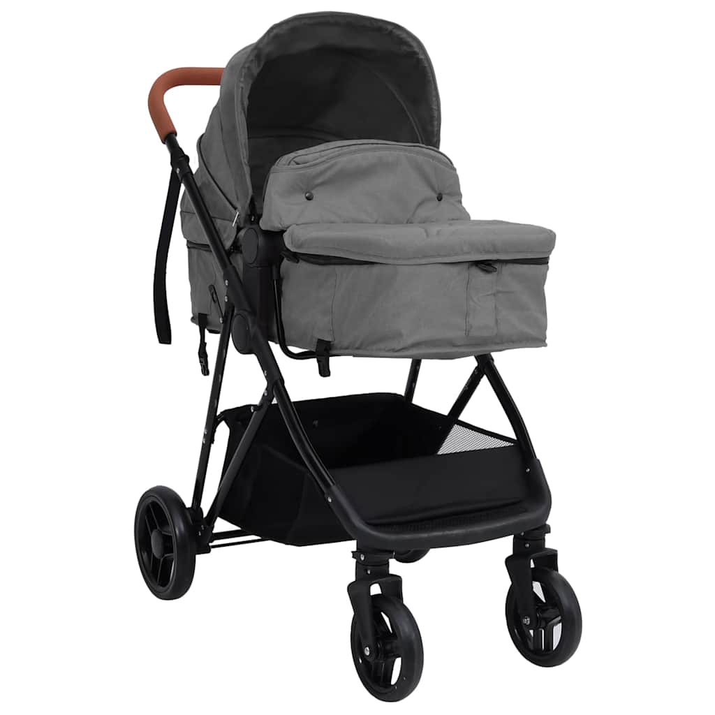 Passeggino 3 In 1 Grigio Chiaro E Nero In Acciaio - Image 6