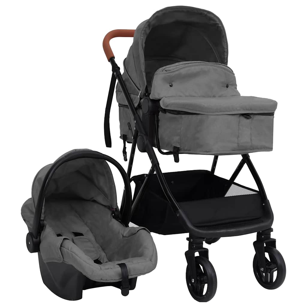 Passeggino 3 In 1 Grigio Chiaro E Nero In Acciaio - Image 5