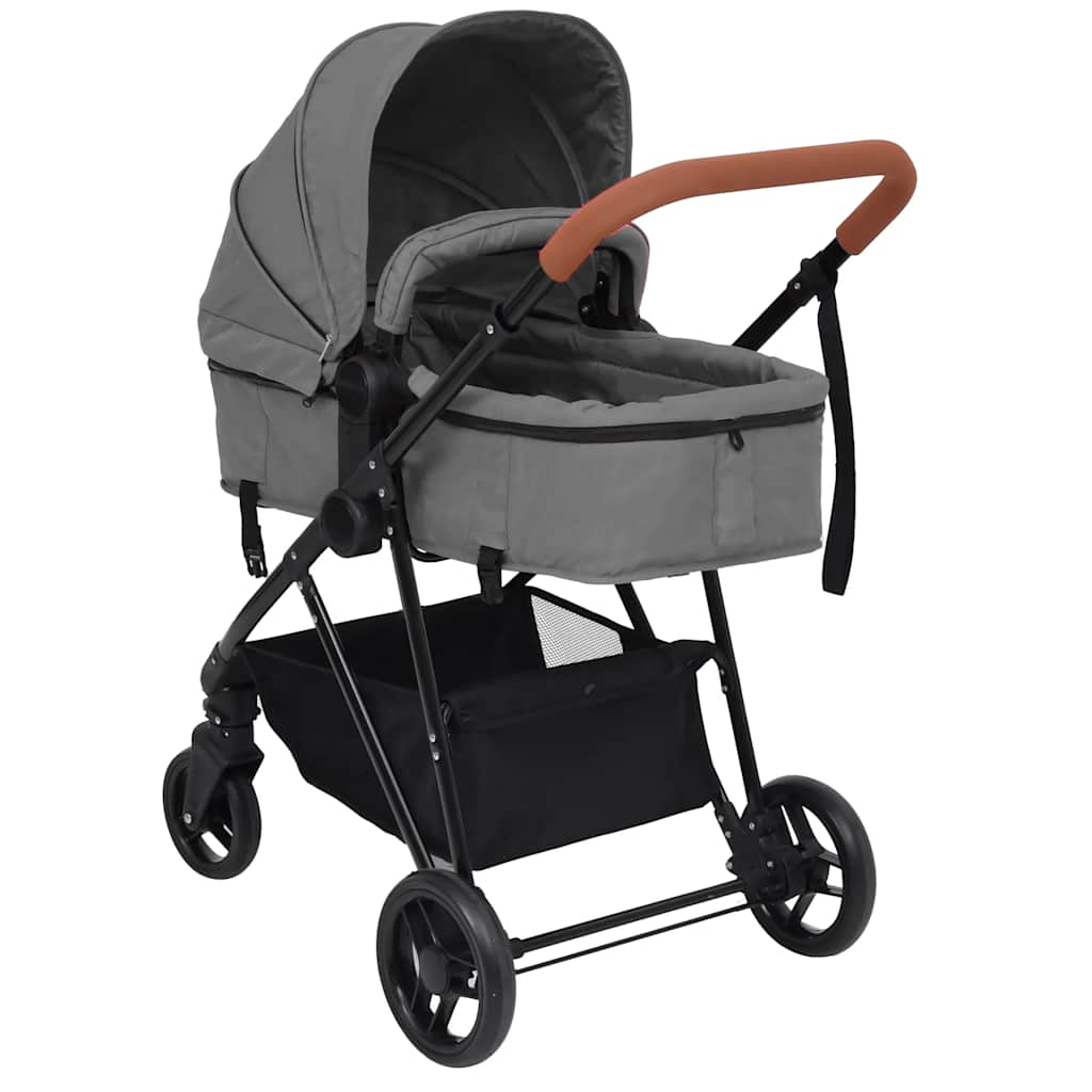 Passeggino 3 In 1 Grigio Chiaro E Nero In Acciaio - Image 4