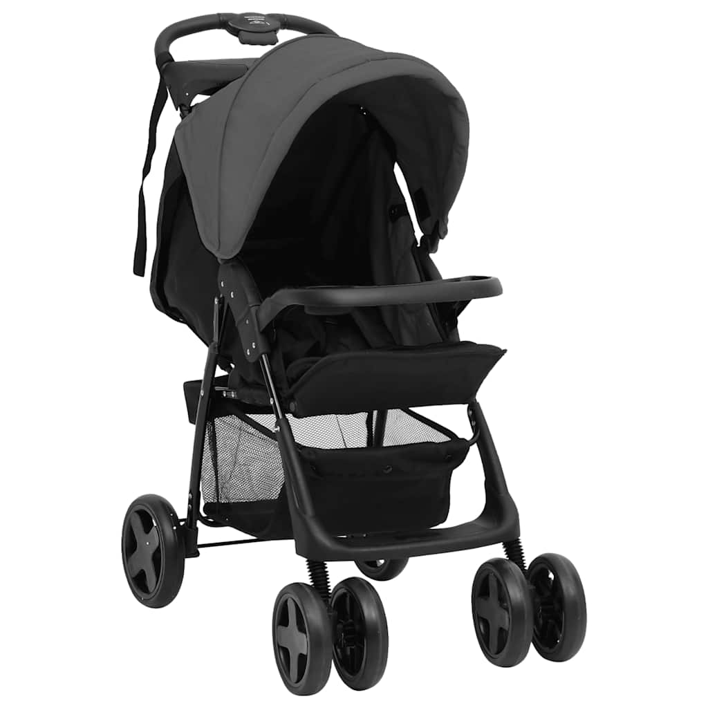 Passeggino 3 In 1 Grigio Scuro E Nero In Acciaio - Image 6