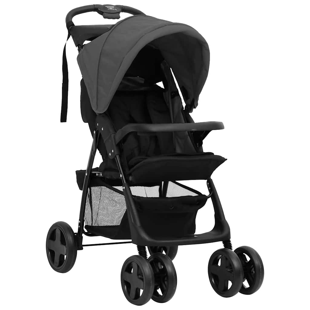 Passeggino 3 In 1 Grigio Scuro E Nero In Acciaio - Image 5