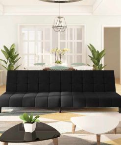 Divano Letto A 2 Posti Nero In Velluto