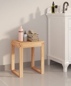 Sgabello Da Bagno 40x30x46 Cm In Legno Massello Di Noce