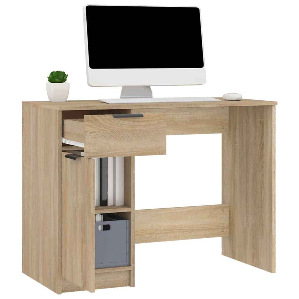 Scrivania Rovere Sonoma 100x50x75 Cm In Legno Multistrato - Image 3