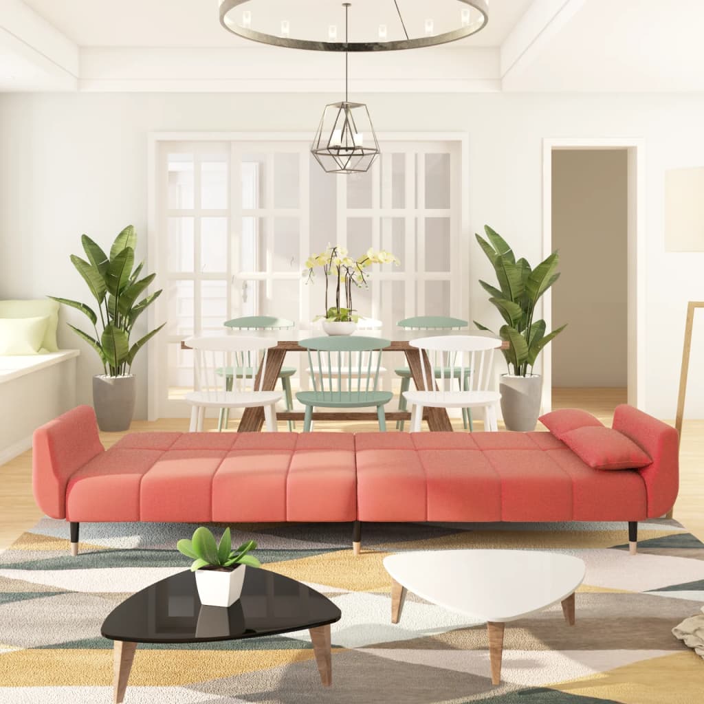 Divano Letto A 2 Posti Con 2 Cuscini Rosa In Velluto