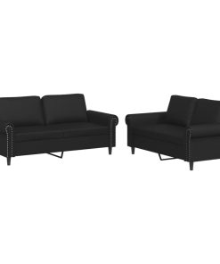 Set Di Divani 2 Pz Con Cuscini Nero In Similpelle