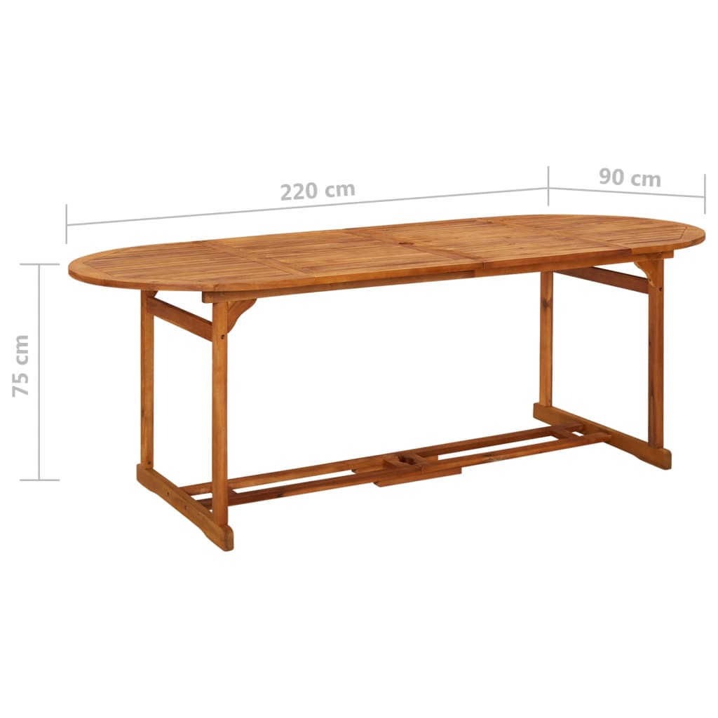 Tavolo Da Pranzo Per Esterni 220x90x75cm Legno Massello Acacia - Image 2