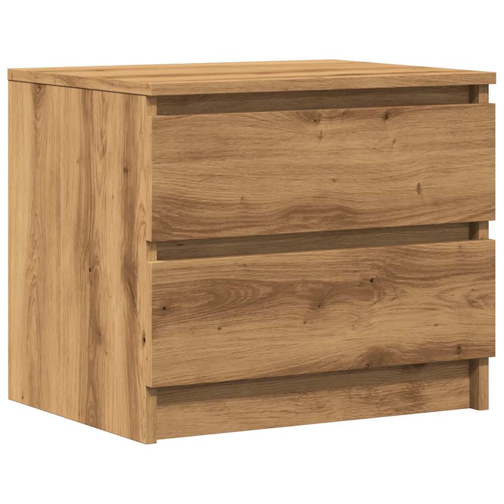 Comodini 2pz Rovere Artigianale 50x40x43.5 Cm Legno Multistrato