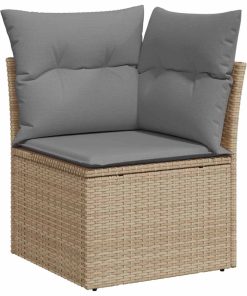 Divano Da Giardino 10 Pz Con Cuscini Beige In Polyrattan Acacia