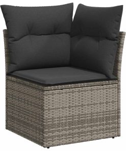 Divano Giardino 10 Pz Con Cuscini Grigio In Polyrattan Acacia