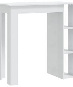 Tavolino Da Bar Con Ripiani Bianco Lucido 102x50x103,5 cm