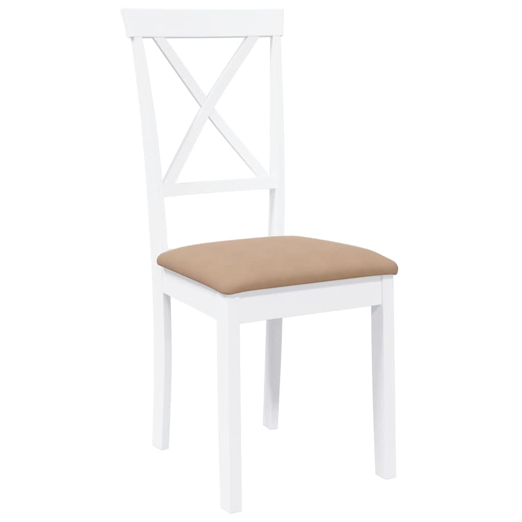 Sedie Da Pranzo Con Cuscini 2 Pz Bianco Legno Massello Di Hevea - Image 4