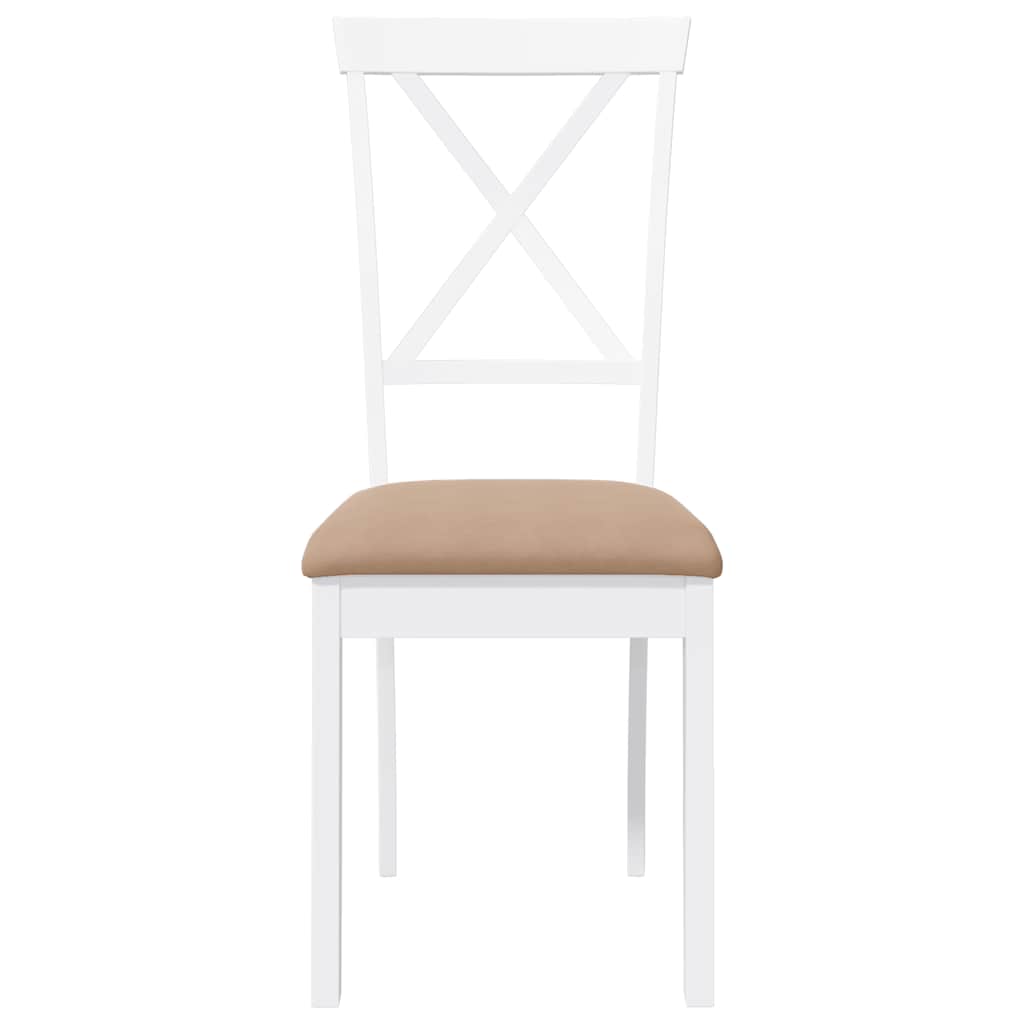 Sedie Da Pranzo Con Cuscini 2 Pz Bianco Legno Massello Di Hevea - Image 3